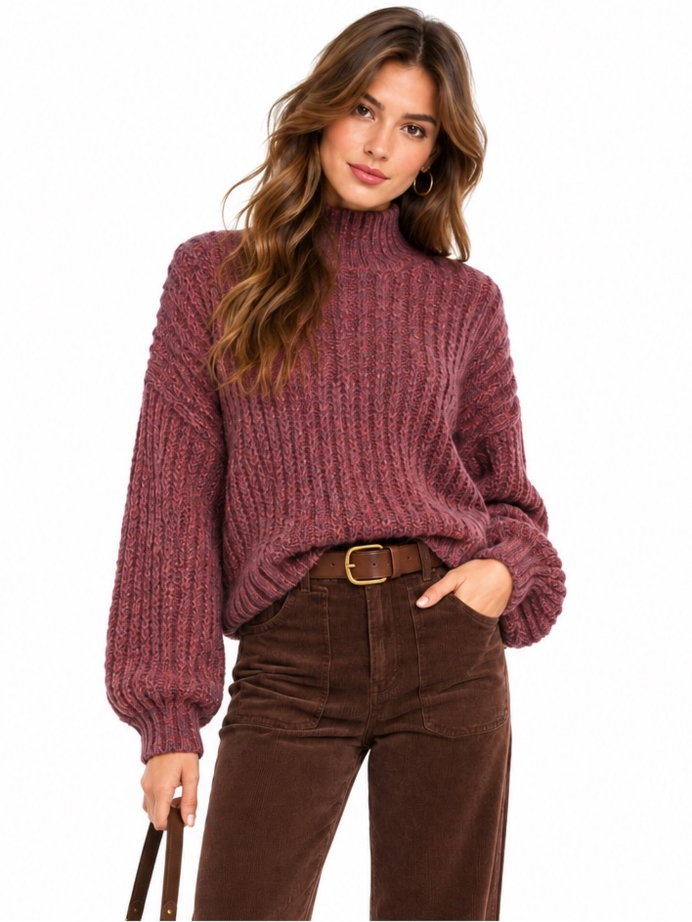 Express NWT Mock Neck Ribbed Knit Sweater - Dusty Rose